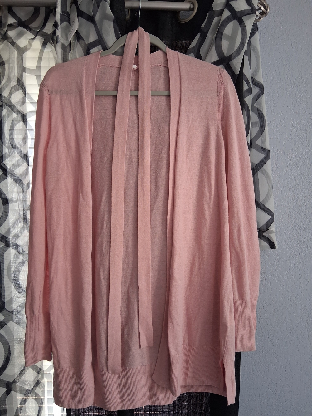 GAP Light Pink Open-Front Cardigan with Tie Neck
